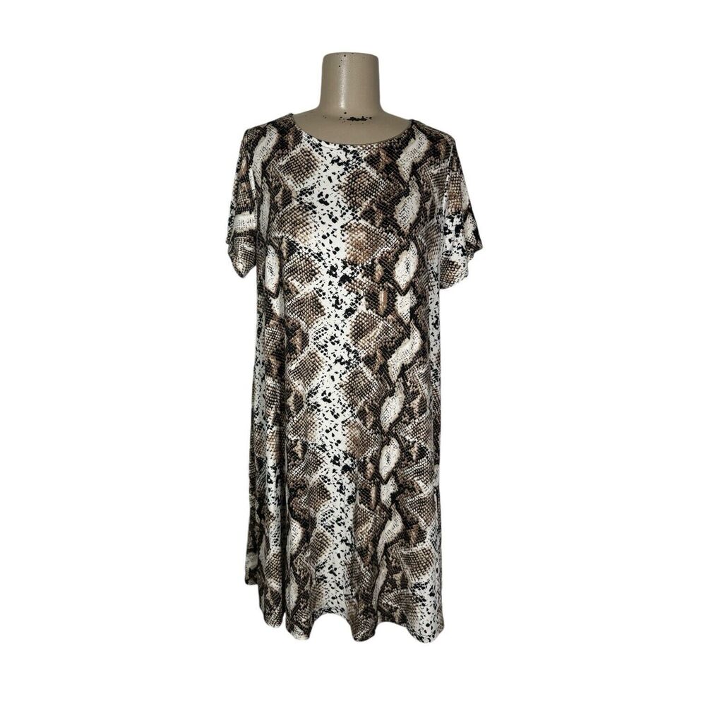 Lightheart Snake Print Short Sleeve Jersey Dress Southwest Cowgirl Sz M